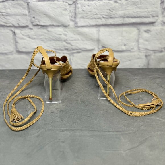 Reiss Minerva Gold Braided Ankle Tie Sandals - Picture 4 of 6